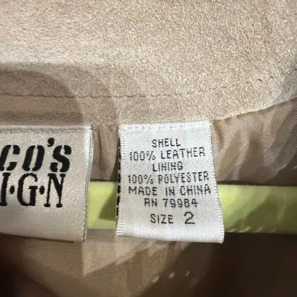 Chico's Tan Genuine Suede Leather Vintage Native Tribal Jacket Sz 2 - Picture 6 of 15